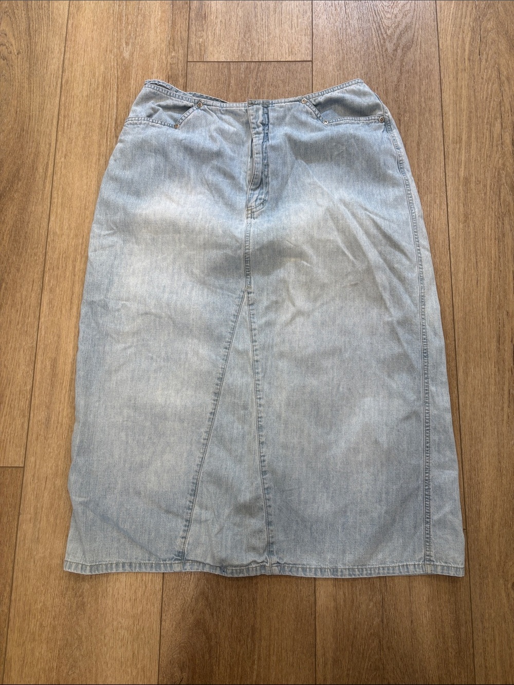 Gloria Vanderbilt Light Blue Denim Panel Midi Skirt